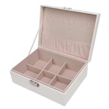 Imagem de KUIDAMOS Organizador de Joias Elegante Com Tampa de Couro para Anéis, Brincos, Pulseiras, Colares, Compacto e à Prova D'água para Mulheres