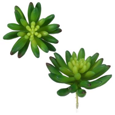 Imagem de PATIKIL 2 peças de plantas suculentas artificiais 9,5 cm realistas suculentas falsas decorações para jardim, festa de casamento, decoração de arranjo de casa, interior e exterior, verde