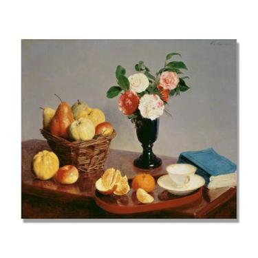 Imagem de NHLDZYH Vintage Fruta Ainda Vida Tela Retro Frutas Motivo Estilo Country Decoração de Parede para Cozinha e Sala de Jantar. A11. 50 x 60 cm. Apenas Tela