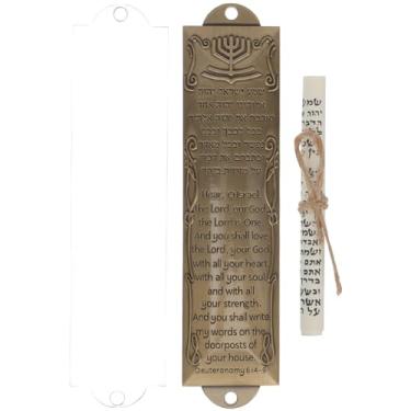 Imagem de NOLITOY Placa Mezuzá Vintage Mezuzah Metal Blessing, Mitzvah Judaica de Metal com Pergaminho para Porta Presentes Judaicos Presentes Hannukah Presente Aquecimento Casa Auto Stick Mezuzah