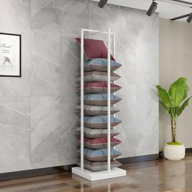 Imagem de Prateleira de armazenamento de travesseiro comercial de grande capacidade - Prateleira de exibição de almofada preta e branca elegante para lojas de varejo e hotéis - Design de ferro durável