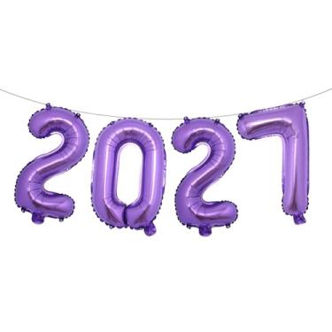 Imagem de Balões de alumínio de 40,6 cm 2027 número 2027 para festa de ano novo, decorações de formatura, decoração de escritório em casa (2027 roxo)
