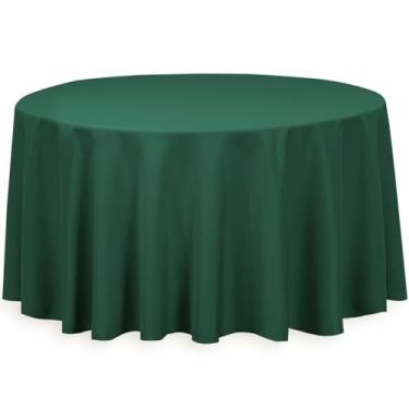 Imagem de LinenTablecloth Toalha de mesa de poliéster redonda de 300 cm verde caçador