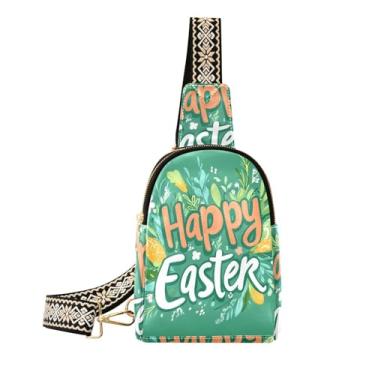 Imagem de CEBUGI Bolsa tiracolo feminina com fundo de páscoa pequena bolsa tiracolo de couro para trilhas, viagens ao ar livre