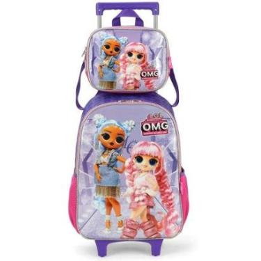 Imagem de Kit Mochila Rodinhas Lancheira Luxcel Lol OMG Roxo-Unissex