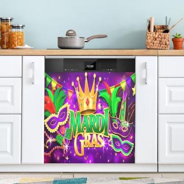 Imagem de ATTX Capa magnética para lava-louças Mardi Gras | Adesivo decorativo de eletrodomésticos de 58 x 66 cm para armários domésticos e eletrodomésticos (164)