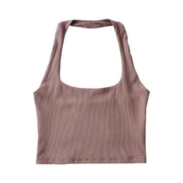 Imagem de Top de colheita feminino com cabeçada dupla, tanques sem mangas, sexy,