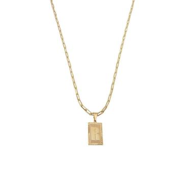 Imagem de Cordão 60Cm Masculino Feminino Pingente Letra R Banhado Ouro