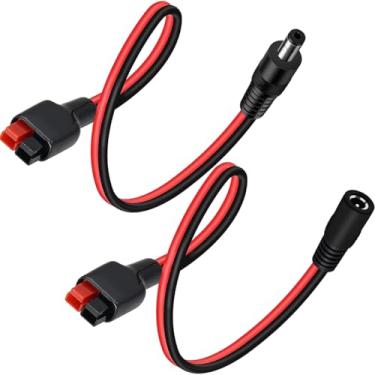 Imagem de DKARDU 2 plugues de alimentação DC5521 para cabo conector Anderson 45A 45A conector solar para cabo de extensão macho DC 5,5 x 2,1 mm, para bateria de gerador de painel solar dobrável