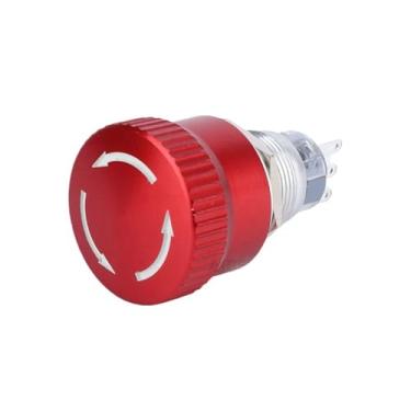 Imagem de Interruptor de botão IP67 16 mm/19 mm/22 mm cabeça de cogumelo vermelho autotravamento 1NO1NC parada de emergência (16 mm)