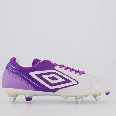 Imagem de Chuteira Umbro Adamant Master Class Pro Sg Campo Branca e Roxa-Masculino