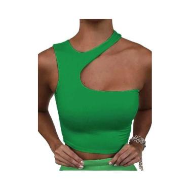 Imagem de Top Cropped Sem Mangas Com Recortes Para Mulheres, Sexy, Sólido, Justo