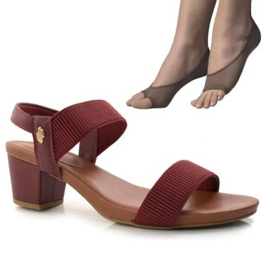 Imagem de Kit Sandália Usaflex Salto Bloco Feminina + 2 Pares de Meias