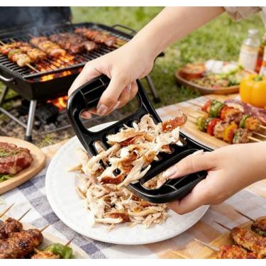 Imagem de 1 par de garras trituradoras de carne - acessórios para defumador de churrasco - Ferramenta de carne de porco desfiada - presentes de elefante branco para grelhar para homens - preto