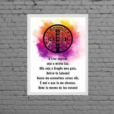 Imagem de Quadro Oração Medalha De São Bento 24X18Cm