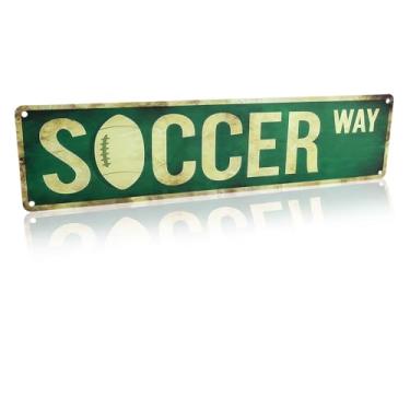 Imagem de Vintage Decoração Parede Futebol para Quarto Meninos, 40x10cm Placas Pôster Metal Futebol Decoração Quarto Esporte Rua Arte Parede para Adolescentes Toca do Homem Sala Brinquedos