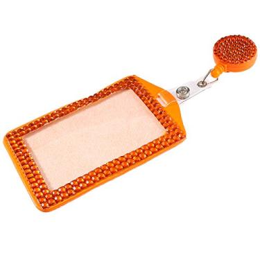 Imagem de Cordão de pescoço de cristal retrátil moderno, porta-crachá de identificação brilhante, clipe de carretel portátil de strass para enfermeiras, professores, médicos, mulheres (suporte de cartão