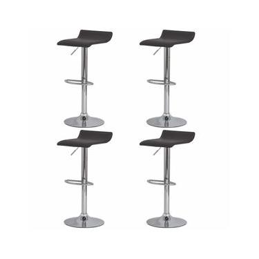 Imagem de Conjunto 4 Banquetas Altas Estofadas Para Cozinha Balcão Bancada Ilha Giratória Belo Horizonte Tóquio Bh Preto