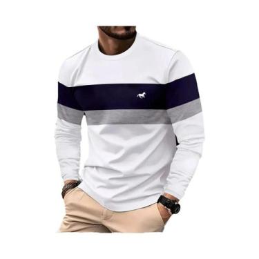 Imagem de Camiseta Masculina De Manga Longa Com Gola Redonda Estilo Básico Polié