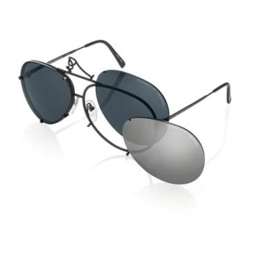 Imagem de Porsche Óculos de sol Design P8478, D - preto fosco/lente - cinza azul/lente extra - mercúrio, prata espelhado, 66mm