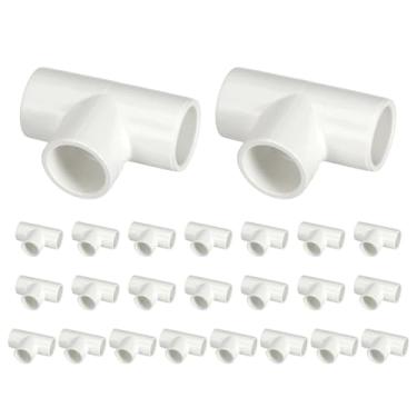 Imagem de DTGN 24 peças de encaixe de PVC em T de 1/5.1 cm, encaixe de tubo de PVC de grau de móveis de 3 vias, conector de cotovelo de canto para móveis de construção, conexão de estrutura de estufa, criação