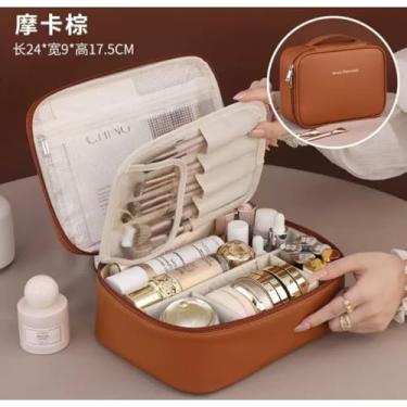 Imagem de Necessaire Organizador Cosmético Maquiagem Feminino Para Viagem Em Alto.(885-MARROM)