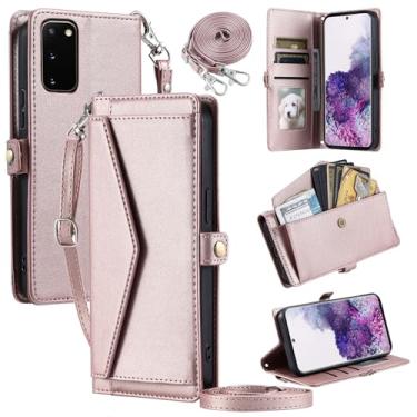 Imagem de Furill Capa carteira para Samsung Galaxy S20 5G 6,2 polegadas com alça de pulso, alça de ombro, porta-cartões, à prova de choque, couro PU macio, fecho magnético, bolso com suporte, capa para celular