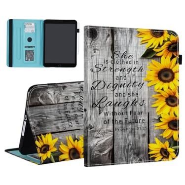 Imagem de BFUKVOU Capa para Samsung Galaxy Tab A11 / Tab A9 8,7 polegadas 2025/2023, compartimento para cartão, capa de couro PU TPU com suporte para caneta, hibernar automaticamente, versículos bíblicos de