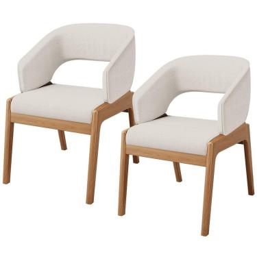 Imagem de Kit 02 Cadeiras De Jantar E Estar Living Estofada Lince L02 Linho Cru