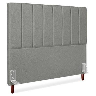 Imagem de Cabeceira Casal 140 cm Com Frame Carla Linho Cinza Artte - Arte das Ca