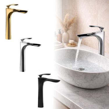 Imagem de Torneira Banheiro Modelo Reto Metal Aço Inox Luxo Cor Prata