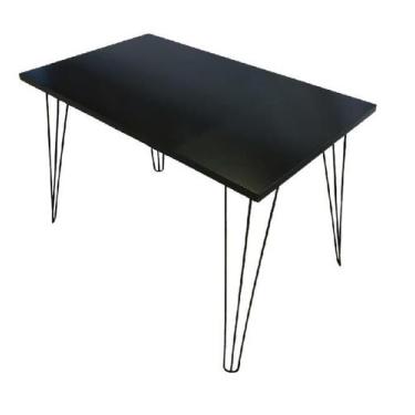 Imagem de Mesa Retangular 90x54 Preta Hairpin 75cm Triplo 1/4 Aço Mdf - JTHOME