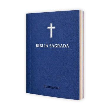 Imagem de Bíblia Sagrada Brochura Capa azul - Textos colorido Letra média - Evan
