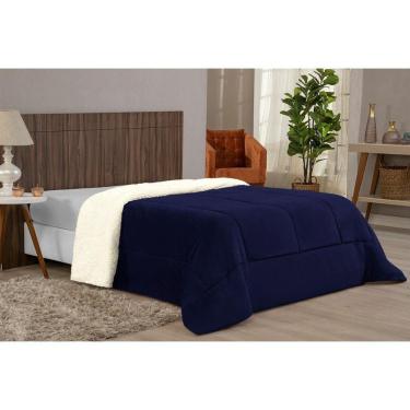 Imagem de Coberdrom Casal Queen Confortável Com Manta E Sherpa Azul