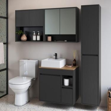 Imagem de Conjunto para Banheiro 4 Peças com Cuba e Gabinete Suspenso Bangladesh