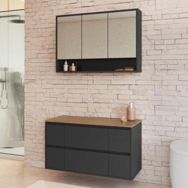 Imagem de Conjunto para Banheiro 88,4cm com Gabinete Suspenso e Espelheira Berli