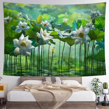 Imagem de Tapeçaria de parede Aquarela Flower Lotus 280x150cm Poliéster - yiweis