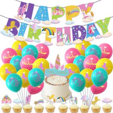 Imagem de Kit de balões Horse Birthday 26 balões de látex com banner - yiweisai