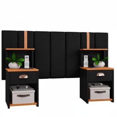 Imagem de Kit 2 mesa de cabeceira Mesas de Cabeceira CLÉO Painel Cabeceira Modul