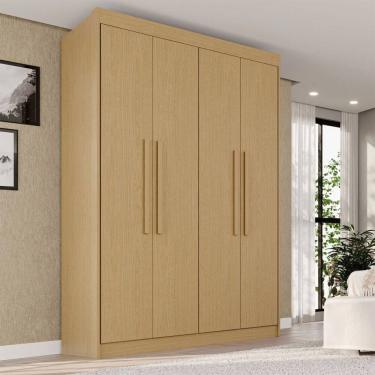 Imagem de Guarda-Roupa Solteiro Weather 4 Portas 3 Gavetas 100% Mdf Jequitibá - Pnr Móveis