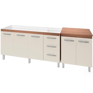 Imagem de Balcao Pia 160cm E Multiuso 2 Portas 70cm Savana Off White Mobbs Savana Off White