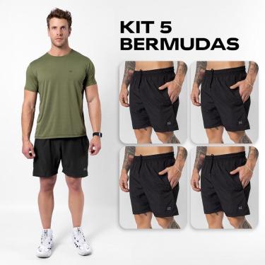 Imagem de Kit 5 Bermudas Masculinas Academia Treino Corrida Shorts Elástico Luzzoo-Masculino