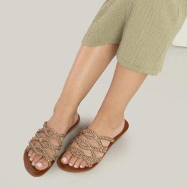 Imagem de Sandália OSC Rasteira Strass Feminina-Feminino