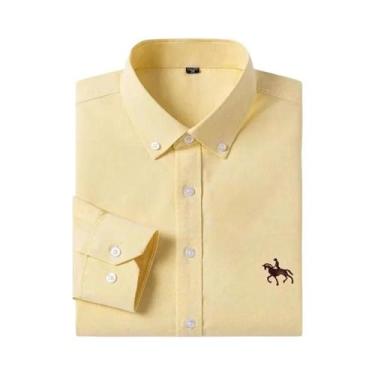 Imagem de Camisa Formal Masculina De Manga Longa Em Oxford 100% Algodão, Estampa