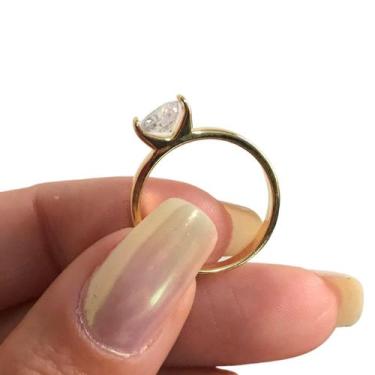 Imagem de Anel solitário alto noivado zircônia banhado a ouro 18k joia - Morgani