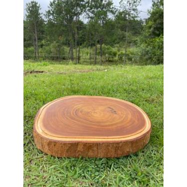 Imagem de Tábua De Churrasco Rústica Artesanal 40cm Madeira Maciça Com Canaleta 