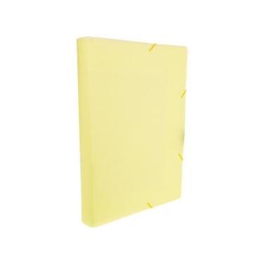 Imagem de Pasta Aba Elástico Ofício Dello Linho 4cm 0249, Amarelo Pastel