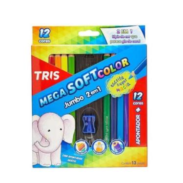 Imagem de Lápis de Cor Jumbo Tris Mega Soft Color 12 Cores + Apontador