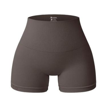 Imagem de Shorts Esportivos Femininos De Cintura Alta Sem Costura Para Yoga E Le