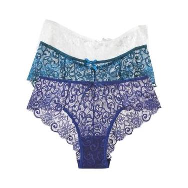 Imagem de Calcinhas Femininas Sensuais De Cintura Baixa Com Renda, Kit 3 Peças, 
